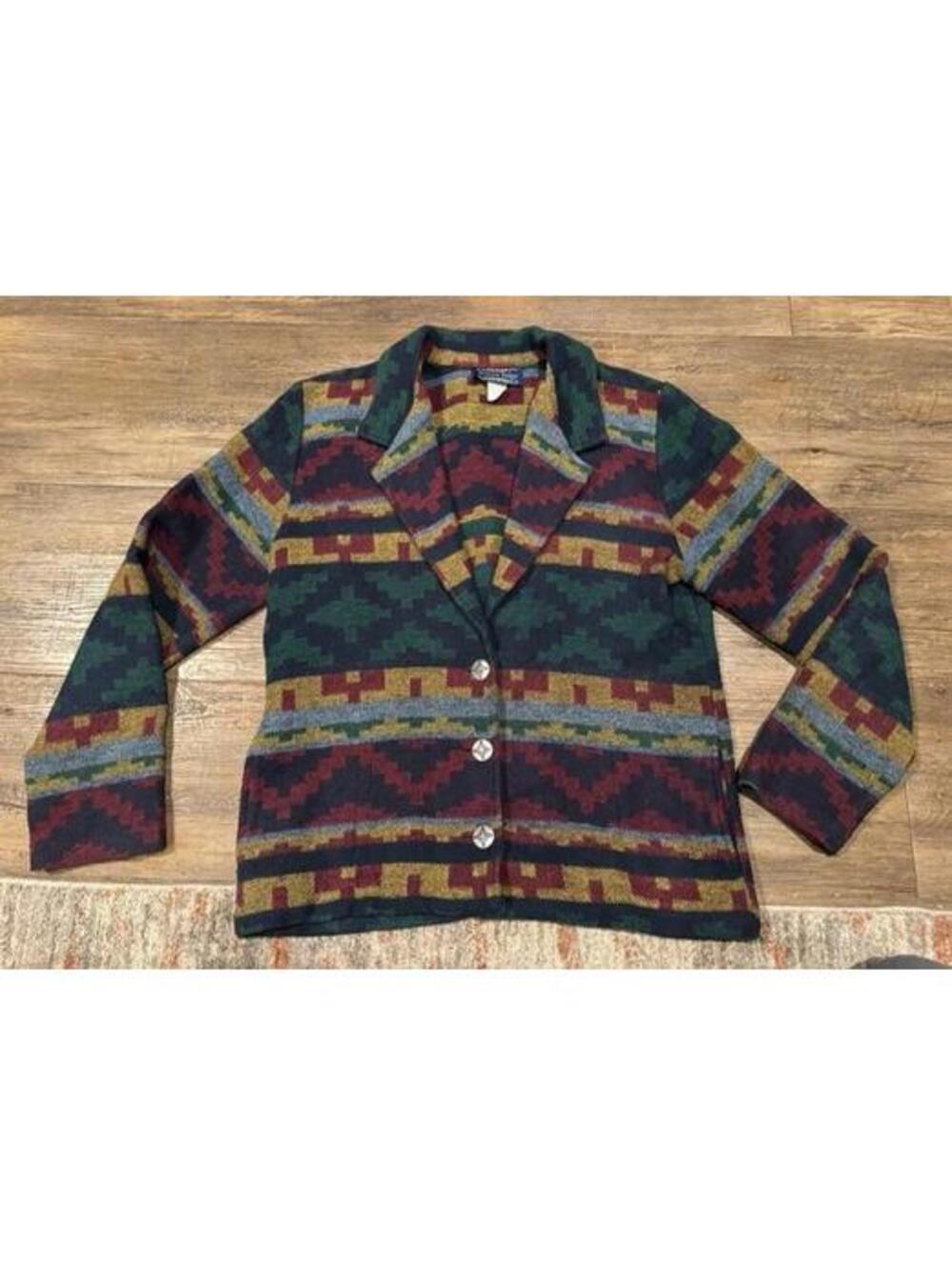 Aztec Western Vintage Wool Blend Blazer Jacket Sz 10 EUC